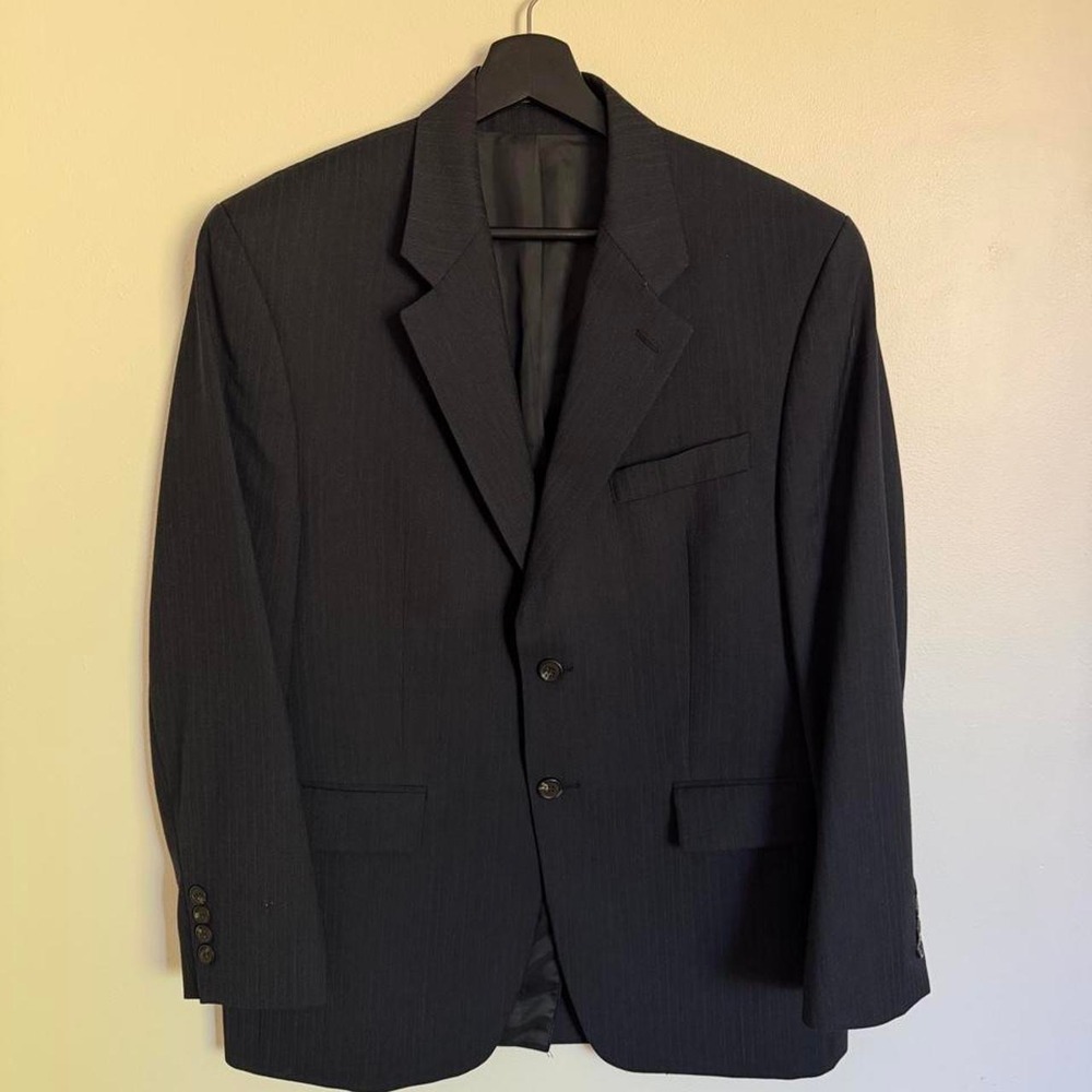 Chaps Ralph Lauren Navy Blue Pinstripe Wool Blazer